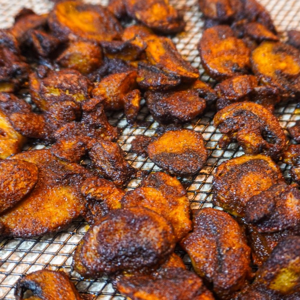 Tocino vegano de champiñones