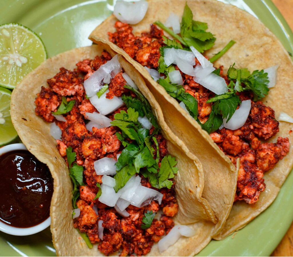 Tacos de chorizo de tofu