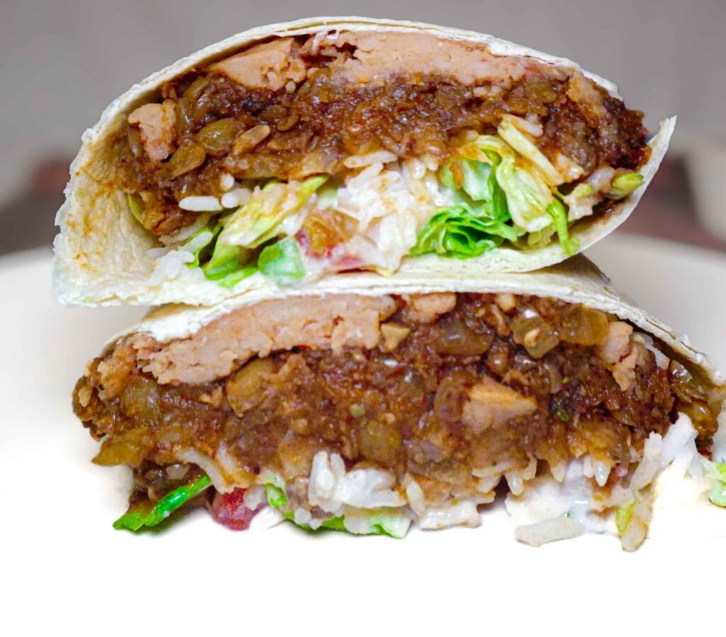 Burrito vegano de carne molida