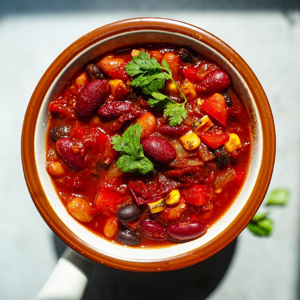 Chili ahumado de tres frijoles