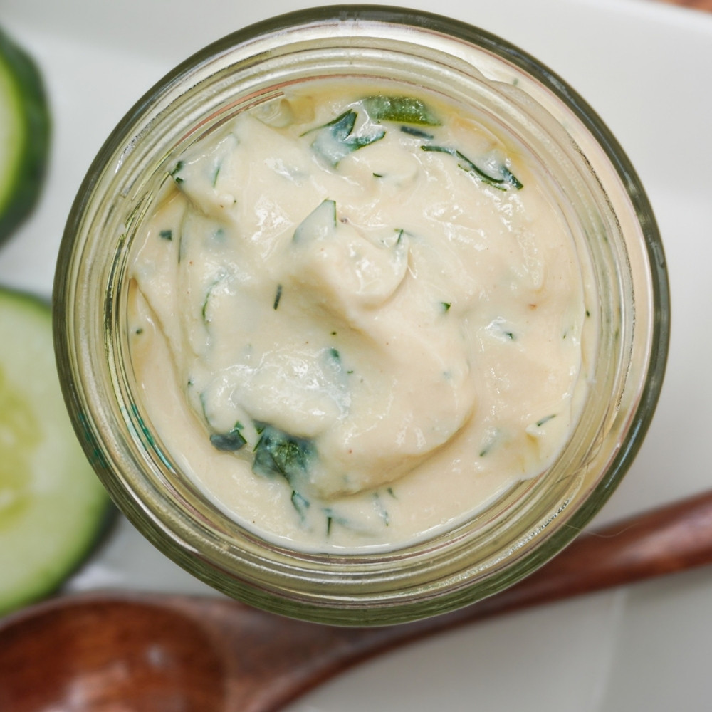 Aderezco ranch vegano alto en proteína