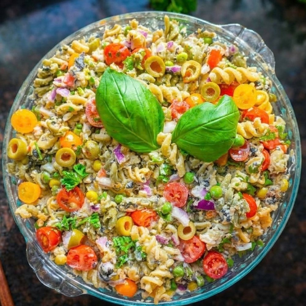 Ensalada de pasta con atún de garbanzo
