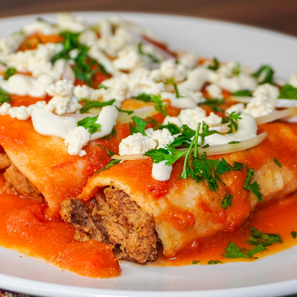 Entomatadas de pollo vegano